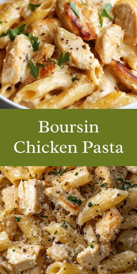 As the fragrant Boursin chicken pasta simmered on a sunny Saturday, laughter filled the kitchen. My partner and I shared heartfelt moments, reminiscing over family gatherings. This dish became a symbol of love, warmth, and cherished memories, uniting us as we savored each bite. Baked Chicken With Boursin Cheese, Boursin Pasta With Chicken, Boursin Sausage Pasta, Chicken And Boursin Cheese Recipe, Chicken Boursin Pasta, Boursin Cheese Pasta With Chicken, Chicken With Boursin Cheese Recipes, Boursin Chicken Recipes, Boursin Cheese Recipes Pasta