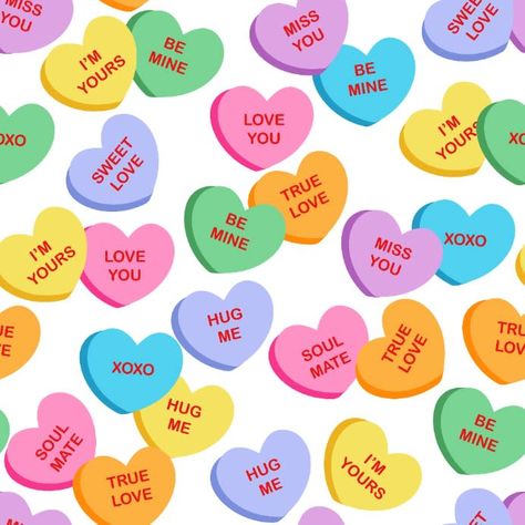 Fabric Valentines, Valentine Candy Hearts, Color Candy, Valentine Theme, Conversation Hearts, Valentine Coloring, Valentines Wallpaper, Candy Hearts, Heart Painting