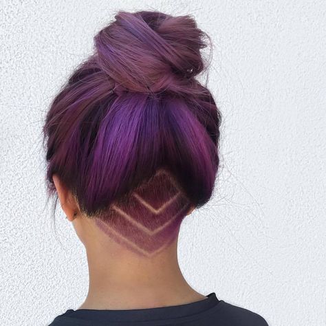 Undercut Hair, Hair Tattoo, Undercut, Purple Hair, The Back, Tattoos, Purple, Hair