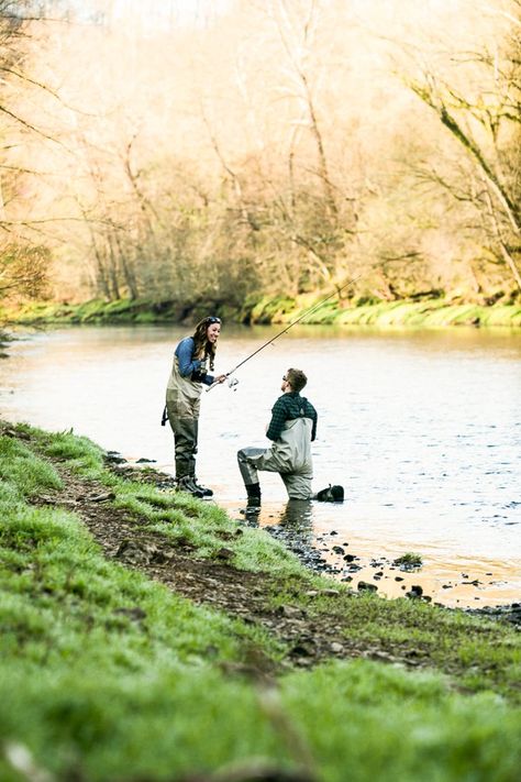 future Fishing Engagement, Best Proposal Ever, Fishing Basics, Unique Proposals, Fishing Wedding, Best Proposals, Fishing Waders, Fishing Lights, Wedding Proposals