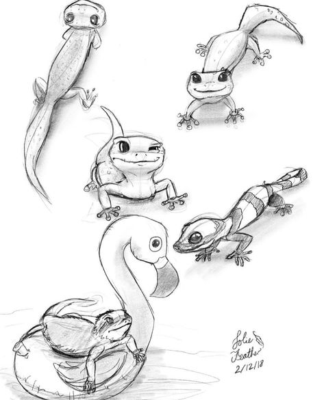 Famous Movie Characters, Cute Gecko, Animal Drawings Sketches, Cute Reptiles, Desenho Tattoo, Reference Pictures, My Sketchbook, Arte Sketchbook, Animal Sketches