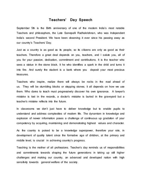 Teachers’ Day SpeechSeptember 5th is the Birth anniversary of one of the modern India’s most notableTeachers and philoso... Teacher Appreciation Message, Essay On Teachers Day, Teacher Appreciation Poems, Appreciation Speech, Teachers Day Speech, Teachers Day Message, Words For Teacher, Speech Text, Teacher Prayer