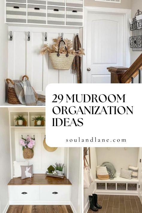 Discover how to maximize space with built-in cabinets, hooks, and benches that provide a place for everything. Learn the secrets to creating a mudroom that not only stores your outdoor wear and gear efficiently but also welcomes you home with its orderly charm. Say goodbye to chaos and hello to a beautifully organized entry that makes every departure and return a breeze. Transform your mudroom from a cluttered catchall to an organized oasis with our smart organization solutions. Backpack Cubbies For Home, Mudroom Organization Ideas, Chevron Tiles Floor, Mudroom Closet, Entry Storage, Mudroom Organization, Storage Benches, Mudroom Decor, Vintage Style Rugs