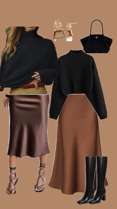 Brown Long Skirt For Winter, Brown Leather Skirt Outfit Winter, Brown Winter Skirt, Brown Leather Skirt Outfit, Leather Skirt Outfit Winter, Luxury Brown Winter Skirt, Brown Faux Leather Midi Skirt, Luxury Brown Leather Skirt, Brown Leather Skirt