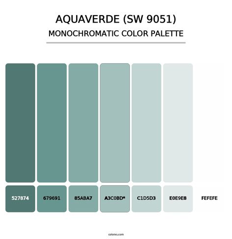 Aquaverde (SW 9051) - Monochromatic Color Palette Monochrome Color Palette, Monochromatic Color Palette, Monochromatic Palette, Monochrome Color, Color Palettes, Tampa, Color Palette, Color, Design