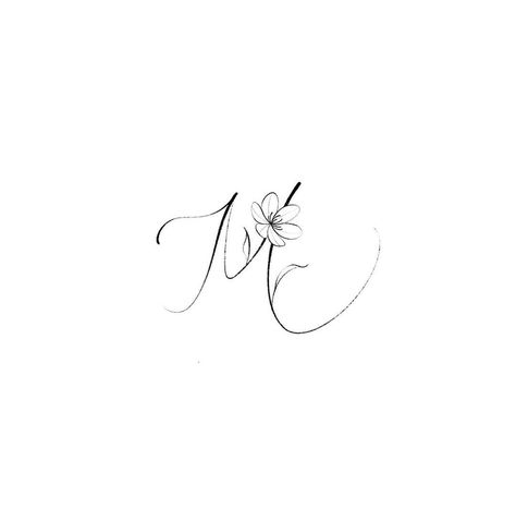 M Tattoo With Flowers, Mm Tattoo Ideas, M Tattoos Letter, S Tattoo Letter Initial With Flower, J And M Tattoo, Mila Tattoo Name, Initial M Tattoo, Small M Tattoo, M Tattoo Design