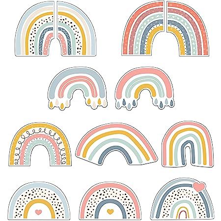 Boho Rainbow Bulletin Board, Rainbow Bulletin Boards, Boho Rainbow Classroom, Birthday Bulletin Boards, Boho Classroom, Rainbow Classroom, Carson Dellosa, Moons And Stars, Rainbow Cookies