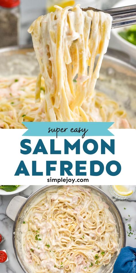 Salmon And Shrimp Fettucini Alfredo, Smoked Salmon Fettuccine Alfredo, Tuna Fettucini Alfredo, Salmon With Alfredo Sauce, Salmon Fettucini Recipe, Salmon Fettuccine Alfredo, Salmon Fettucini Alfredo, Salmon Alfredo Pasta Recipes, Alfredo With Salmon