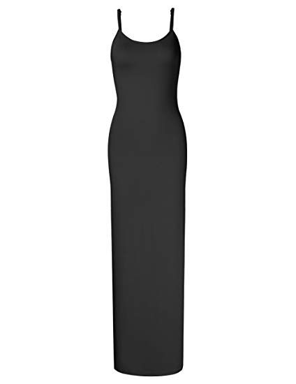 GloryStar Women Sleeveless Spaghetti Strap Cami Maxi Slip Dress Black XL Cami Slip Dress, Cami Maxi Dress, Silk Dresses, Bodycon Maxi Dresses, Maxi Slip Dress, Dresses Ideas, Under Dress, Nightgowns, Nude Color