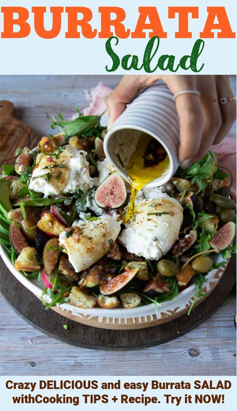 Fall Burrata, Burrata Salad Recipe, Burrata Recipes, Burrata Recipe, Fig Salad, Salad Recipes Healthy Easy, Burrata Salad, Burrata Cheese, Eat Salad