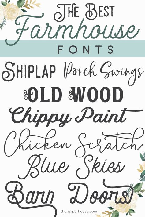 Farmhouse Fonts - best list of trendy farmhouse style fonts for 2019. Perfect for Fixer Upper style farmhouse signs and printables. #farmhouse #fixerupper #font #fixerupperstyle Nightmare Before Christmas Font, Christmas Fonts Alphabet, Farmhouse Fonts, Farmhouse Font, Christmas Fonts Free, Best Farmhouse, Holiday Fonts, Fixer Upper Style, Christmas Fonts