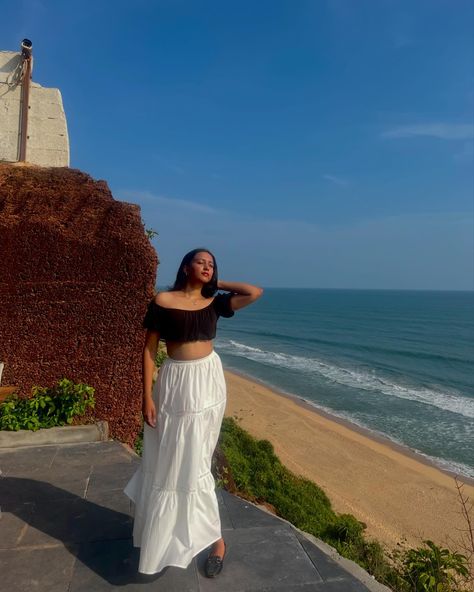 Change of scenery🏝️☀️ #beach #outfit #white #aesthetic #varkala #tripislife #kerala #instagood Kerala Trip Outfits, Kerala Outfits, Beach Outfit White, Kerala Trip, Outing Outfit, Munnar, Trip Outfits, Outfit White, White Aesthetic