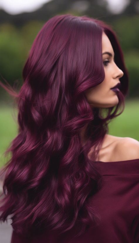 Deep Cherry Cola Hair, Highlights For Dark Red Hair, Hair Colour For Straight Hair, Dark Red Hair Color With Highlights, Dark Winter Hair Color, Wine Hair Color, Winter Hair Colors, Maroon Hair, Magenta Hair