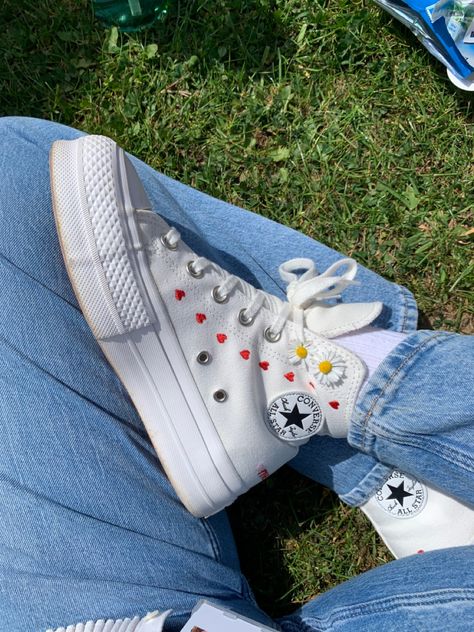 high top valentine’s day converse shoes Converse White, Converse Shoes, Converse High Top Sneaker, Converse Chuck Taylor High Top Sneaker, Cute Shoes, Me Too Shoes, High Top Sneakers, Converse, Pastel