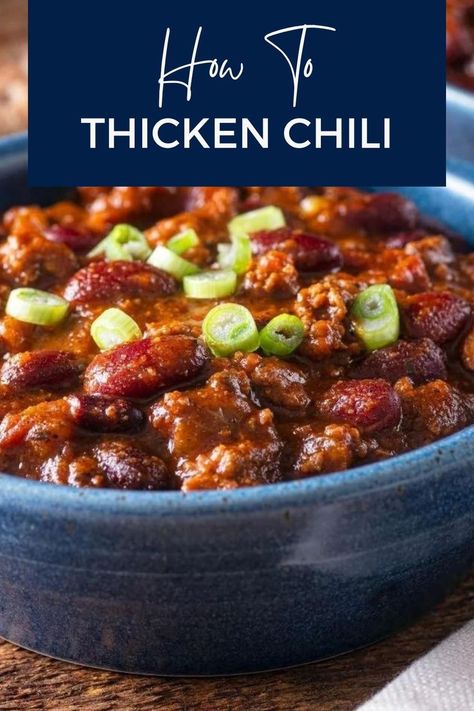 Bowl of tasty chili. Thicken Chili, Hearty Chili, How To Get Thick, Corn Starch, Food Inspiration, Food Blogger, Main Dishes, Side Dishes, Chili