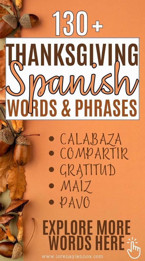 Spice up your Thanksgiving celebrations with our comprehensive list of 130+ Thanksgiving Spanish words! Whether you're a teacher looking to incorporate cultural diversity into your lesson plans or a family looking to add some new traditions to your holiday festivities, this list has something for everyone. From "pavo" to "calabaza" and "gratitud" to "familia", these words will help you explore the language and traditions of Spanish-speaking countries during the holiday season Happy Thanksgiving In Spanish, Thanksgiving Language Arts Activities, Thanksgiving Spanish Activities, Thanksgiving Picture Books, Thanksgiving Sentences, Spanish Thanksgiving, Thanksgiving Ela, Season Of Gratitude, Thanksgiving Wood Crafts