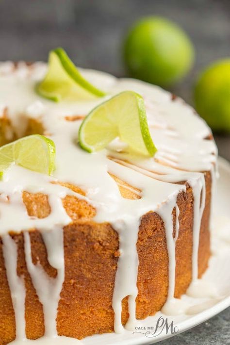 Scratch made Key Lime Pound Cake Recipe with Key Lime Glaze - A sweet, moist, dense key lime pound cake drizzled with a tart key lime glaze. #cake #poundcake #poundcakerecipe #poundcakepaula #dessert #recipes #callmepmc #Southernfood #Southernrecipes #moist Key Lime Pound Cake Recipe, Lime Pound Cake Recipe, Key Lime Glaze, Key Lime Recipes, Key Lime Pound Cake, Lime Pound Cake, Lime Glaze, Southern Pound Cake, Key Lime Desserts