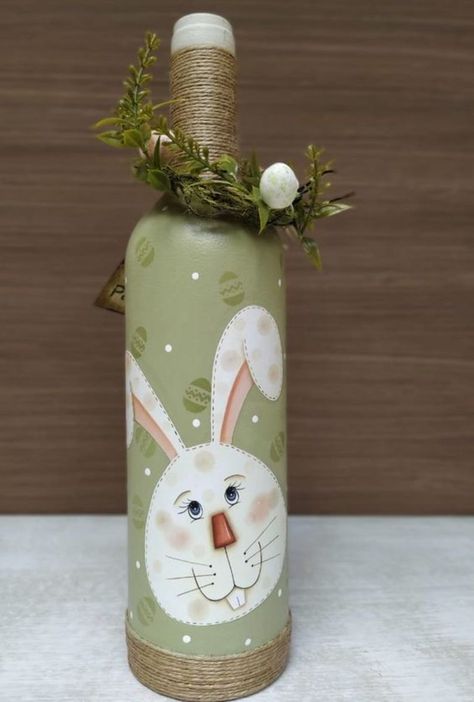 Easter Wine Bottle Crafts, Easter Bottle Crafts, Easter Wine Bottles, Easter Mason Jars, Easter Arts And Crafts, Wine Wall Art, Diy Glass Bottle Crafts, Spring Decoration, Wine Bottle Diy Crafts