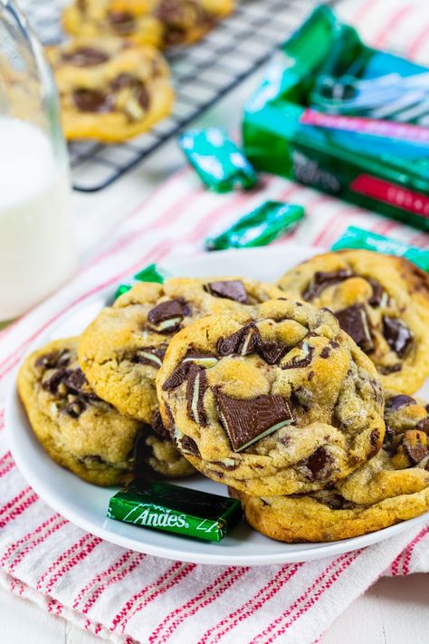 Andes Mint Recipes, Andes Mint Cookies, Andes Mint, Mint Cookies, Mint Recipes, Chewy Chocolate Chip, Chewy Chocolate Chip Cookies, Baked Chips, Milk Chocolate Chips