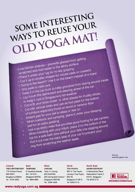 There are tons of way to reuse your OLD YOGA MAT! Don't just throw it out yet! Kitchen Shelves, Yoga Mat, Yoga, Book Cover