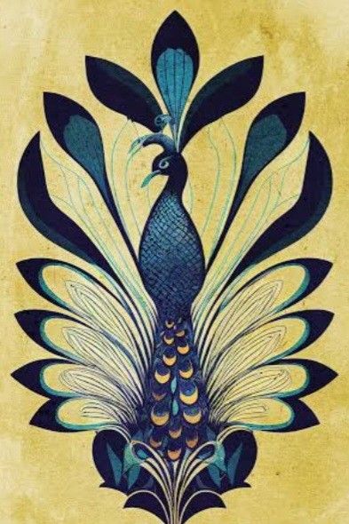 Art Deco Peacock Tattoo, Art Nouveau Peacock, Murmuration Art, Art Deco Peacock, Art Nouveau Tattoo, Peacock Drawing, Art Deco Cake, Abstract Pencil Drawings, Peacock Painting