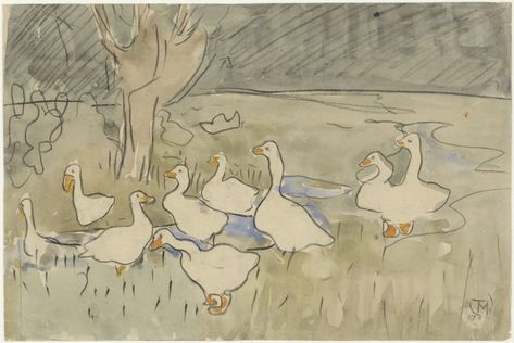 Theo van Hoytema, Ducks, 1873–1917. Duck Nursery, Vintage Nursery Decor, Duck Decor, Nursery Room Art, Duck Art, Vintage Drawing, Vintage Nursery, Arte Animal, Nursery Wall Decor