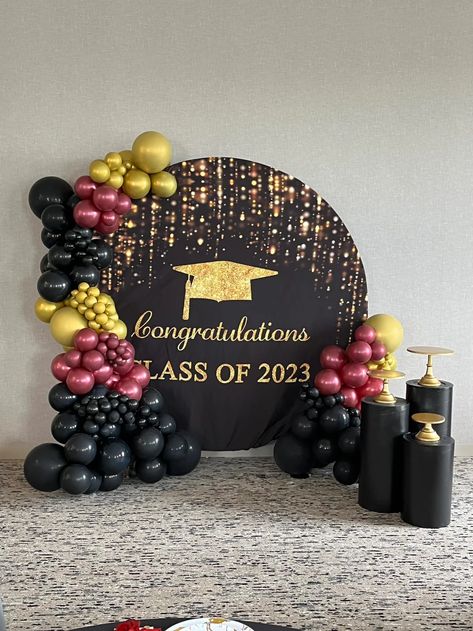 Round Cover – Mocsicka Party Backdrop Ideas For Graduation, Graduation Party Backdrop Ideas, Farewell Decorations, Graduation Party Backdrops, 2023 Party, Graduation Photo Booth, Graduation Party Themes, Graduation Party Planning, Graduation Backdrop