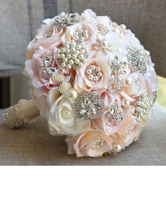 Bridal Bouquets Round Wedding Artificial Flower 9.84 Quinceanera Bouquet, Blush Bouquet Wedding, Fresh Wedding Flowers, Crystal Bouquet, Bridal Brooch Bouquet, Rose Bridal Bouquet, Wedding Brooch Bouquets, Wedding Bouquets Bride, Silk Flower Bouquets