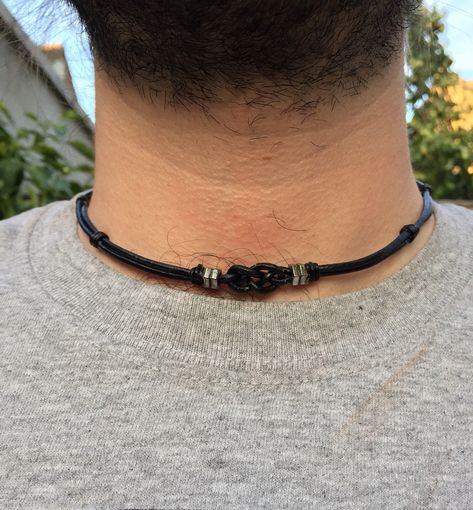 Mens Choker Necklace, Men Choker, Male Art Men, Choker Necklace Black, Mens Leather Necklace, Braided Leather Necklace, Celtic Knot Necklace, Handsome Husband, Tiny Necklace