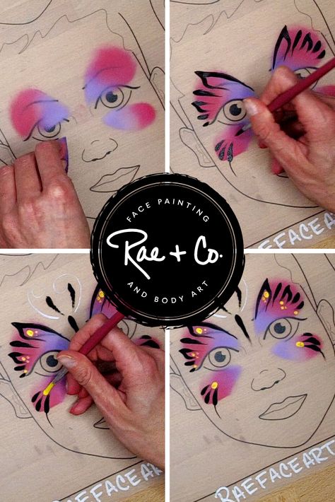 Face Paint How To, Butterfly Face Paint Tutorial, Face Painting How To Step By Step, Butterfly Face Paint Easy Step By Step, Face Painting Beginners, Face Paint Set Up, Face Painting Tutorials Step By Step, Easy Butterfly Face Paint, Face Painting Butterfly Easy