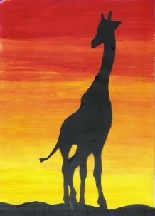 African Art For Kids, African Art Projects, Giraffe Art, Africa Art, Draw Art, Art Lessons Elementary, School Art Projects, Camping Art, Silhouette Art