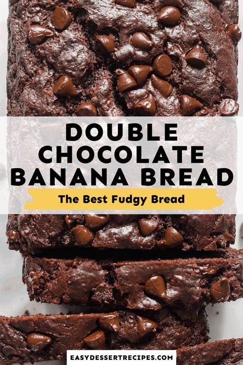 Double Chocolate Banana Bread Recipe, Chocolate Bread Recipe, Double Chocolate Banana Bread, Easy Chocolate Pudding, Fish Batter Recipe, Chocolate Banana Bread Recipe, Dessert Breads, Easy Dessert Recipes, Easy Banana Bread Recipe