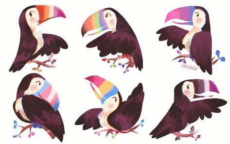 Honeydotes on Instagram: “i wanted to redraw an old sticker series i drew two years ago, pride toucans! (or LGBToucans) theyre available as stickers and more in my…” Toucan Illustration, Toucan Art, Draw Two, Posca Art, Giraffe Art, Queer Art, Cute Animal Videos, Pen Art, Comic Artist