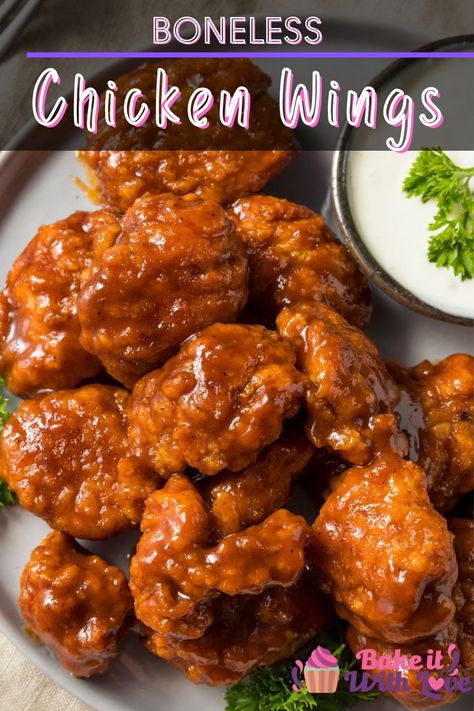 Bbq Boneless Wings Recipe, Crockpot Boneless Chicken Wings, Pizza Hut Boneless Wings, Boneless Wings Crockpot, Airfryer Boneless Wings, Easy Boneless Chicken Wings, Boneless Bbq Chicken Wings, Best Boneless Wings, Home Made Boneless Wings