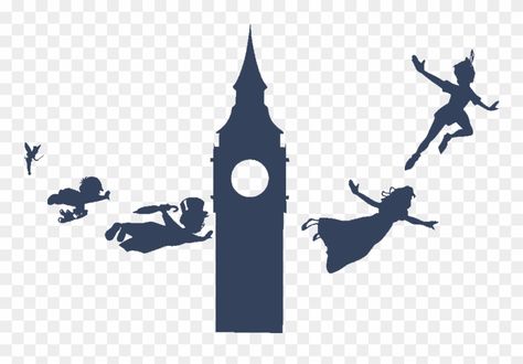 Peter Pan Flying, Peter Pan Decor, Peter Pan Characters, Peter Pan Silhouette, Disney Silhouette Art, Peter Pan Art, Peter Pan Party, Peter Pan Disney, Disney Silhouette