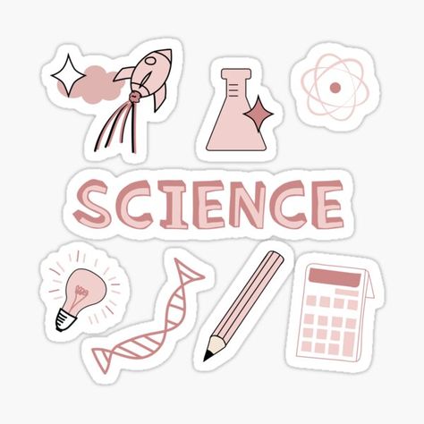 "Light Yellow Science School Subject Sticker Pack" Sticker by The-Goods | Redbubble Pink Science, Subject Stickers, Science Subject, Science Aesthetic, Science Text, Subject Labels, School Book Covers, Science Stickers, School Labels