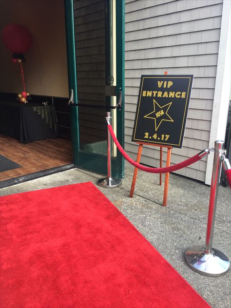 VIP Entrance for the Bar Mitzvah Celebration Hollywood Entrance Decoration, Vip Event Decor, Vip Entrance Sign, Vip Decoration Ideas, Vip Table Decoration, Theater Graduation Party Ideas, Vip Section Ideas, Vip Party Ideas, Middle School Dance Themes