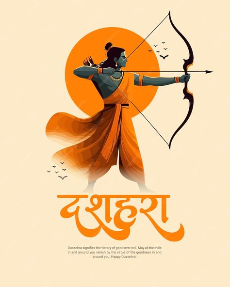 Happy Dussehra Ravana Dahan and Vijayadashami with lord Rama Social Media Post Template | Premium AI-generated vector Dussehra Celebration, Dussehra Greetings, Dussehra Images, Good Over Evil, Happy Dussehra, Festivals Of India, Lord Rama, Social Media Post Template, Business Card Maker