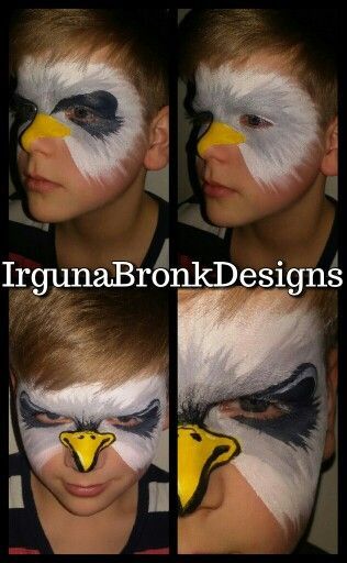 Bald Eagle Face Paint, Philadelphia Eagles Face Paint, Eagles Face Paint, Eagle Face Paint, Shaping Exercises, Animal Face Paintings, Face Painting For Boys, Eagle Face, Face Painting Tutorials