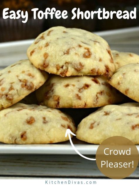 Toffee Bits Recipe, Toffee Shortbread Cookies, Toffee Shortbread, Melt In Your Mouth Shortbread, Toffee Cookie Recipe, Easy Toffee, Cookies Shortbread, Heath Bar, Cinnamon Biscuits