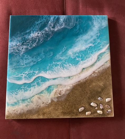 Ocean Wave Resin Art, 3d Ocean Art, 3 Piece Acrylic Painting, Beach Wave Painting, Acrylic Painting On Black Canvas, 3d Beach Art, Painting On Black Canvas, Resin Beach Art, Acrylic Painting Ideas On Canvas