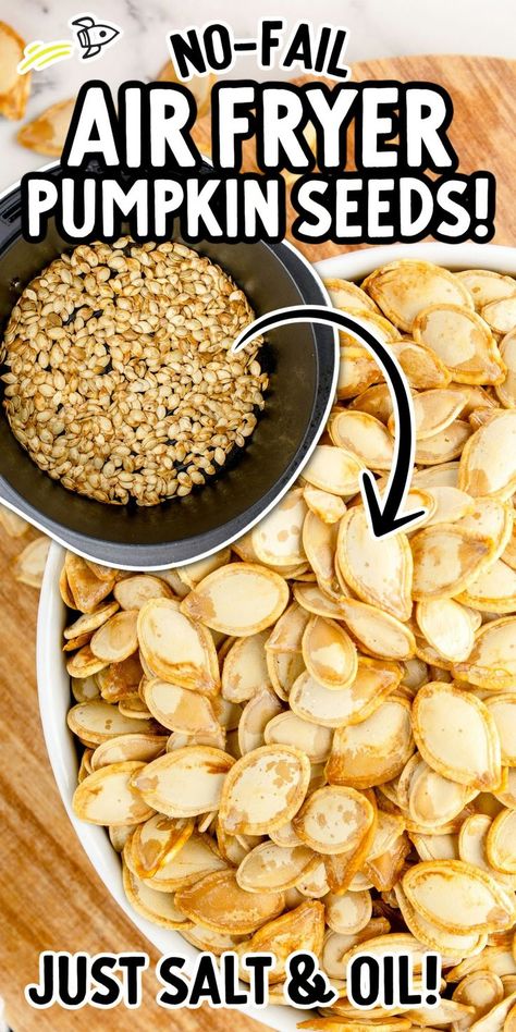 Air Fryer Pumpkin Seeds Airfryer Pumpkin Seeds, Air Fry Pumpkin Seeds, Pumpkin Seeds Recipe Air Fryer, Air Fryer Pumpkin Seeds, Savory Pumpkin Seeds, Pumpkin Seed Recipes Roasted, Fast Crockpot Meals, Air Fryer Pumpkin, Pumpkin Seeds Recipe