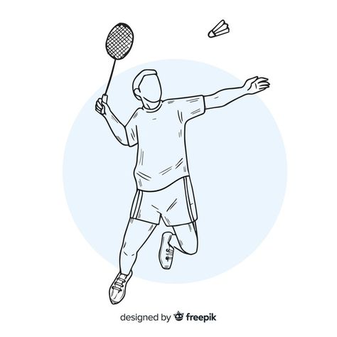 Badminton Drawing Sketch, Playing Badminton Drawing, Badminton Drawing, Badminton Cartoon, Sport Sketch, Badminton Pictures, Basic Art Techniques, Cute Bios, Badminton Player