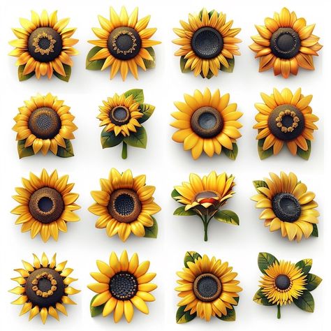 Photo sunflower 3d flowers icons beautif... | Premium Photo #Freepik #photo White Background Pictures, 3d Sunflower, Instagram Famous, Background Photos, White Background Photo, Small Sculptures, 3d Flowers, Background Pictures, Miniature Art