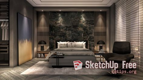 1705 Interior Bedroom Sketchup Model Free Download Reka Bentuk Bilik Tidur, Luxury Apartments Interior, Nice Rooms, Curtain Bedroom, Hiasan Bilik Tidur, Bedroom Teen, Bedroom Makeovers, Luxury Bedrooms, Bedroom Lights