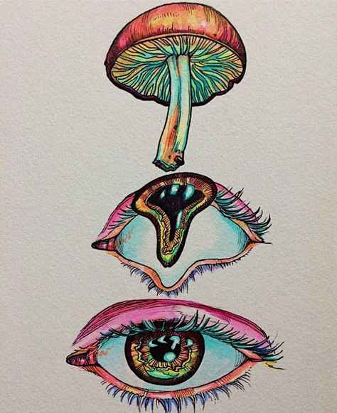 #trippy #eyes #mushrooms | unleashthevibes | VSCO Metamorphosis Art, Foto Muro Collage, Trippy Drawings, Arte Indie, Drawing Ideas Easy, Mushroom Drawing, Psychadelic Art, Trippy Painting, Hippie Painting