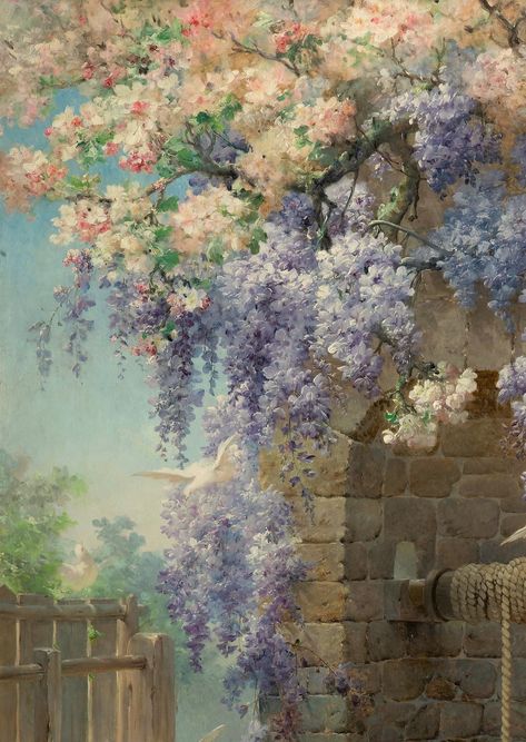 "Spring" by Eugene Bidau Eugene Bidau, Rennaissance Art, Tableau Art, Spring Painting, Aesthetic Painting, Romantic Art, Ethereal Art, Dreamy Art, Old Art