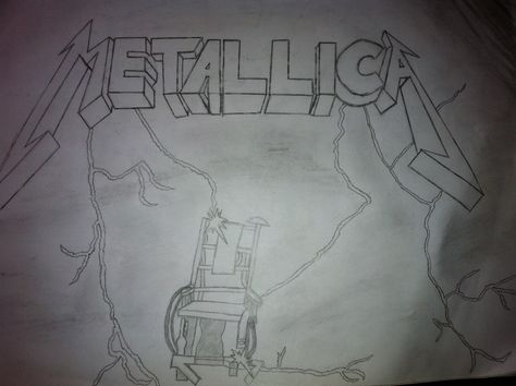 The Ride The Lightning album from Metallica Metallica Drawing Easy, Album Cover Drawings, Metallica Drawing, Metallica Album Covers, Metallica Albums, Ride The Lightning, The Lightning, Drawing Easy, Drawing Tutorial