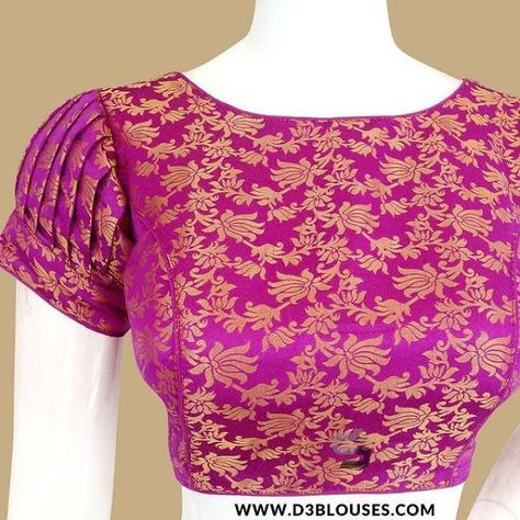 Blouse Hands Design, Saree Blouse Sleeve Design, Simple And Unique Blouse Design, Blouse Designs Wedding, Simple Wedding Blouse Designs, Blouse Designs Simple, Brocade Blouse Designs, Blouse Maggam Work, Blouse Designs High Neck