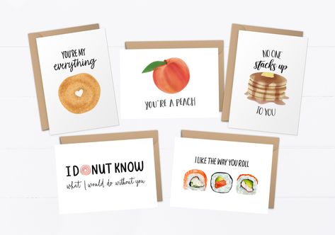 Puns Cards, Mini Love Notes, Food Valentines, Youre A Peach, Mini Love, Kids Mood, Food Puns, Cards For Kids, Brown Envelope